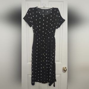 GOTOTOP Womens Polka Dot Printing Short Sleeve Round Neck Casual Loose Waist Bel